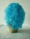 A fashionable and beautiful blue synthetic fiber wig for a dance party performance, featuring a medium-length, fluffy, washed gel and small curls details Picture